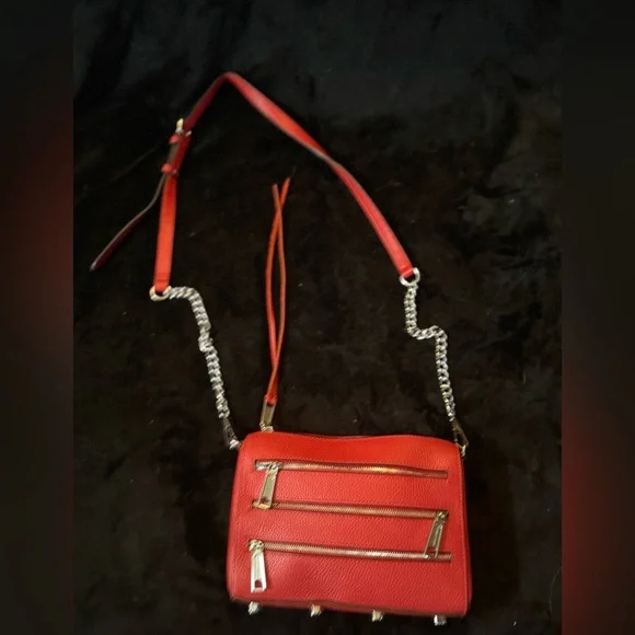 Rebecca Minkoff Mini Zip Crossbody Bag | Red Leather | Gently Used | No Dust Bag - Picture 1 of 7